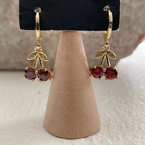 Jewelry - Gold Plated Cherry Drop Earrings